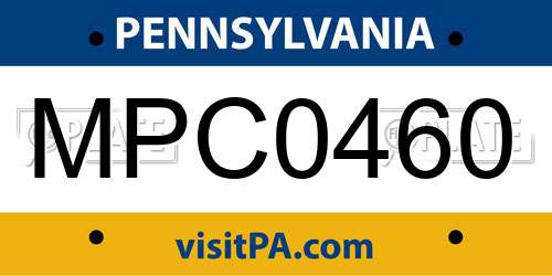 MPC0460 Pennsylvania License Plate