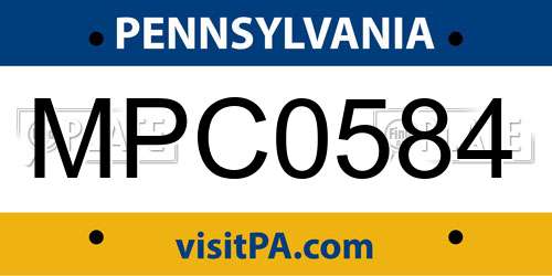 MPC0584 Pennsylvania License Plate