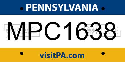 MPC1638 Pennsylvania License Plate