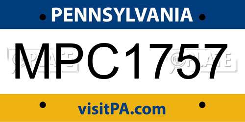 MPC1757 Pennsylvania License Plate