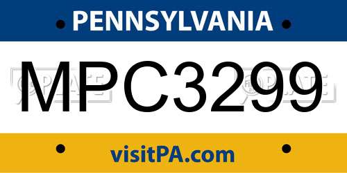MPC3299 Pennsylvania License Plate