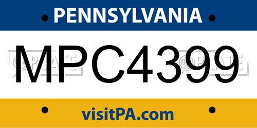 MPC4399 Pennsylvania License Plate