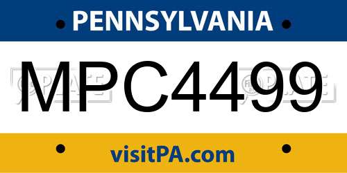 MPC4499 Pennsylvania License Plate