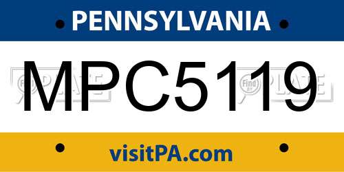MPC5119 Pennsylvania License Plate