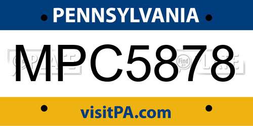 MPC5878 Pennsylvania License Plate
