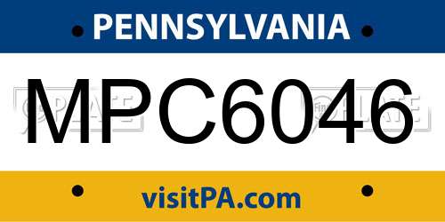 MPC6046 Pennsylvania License Plate