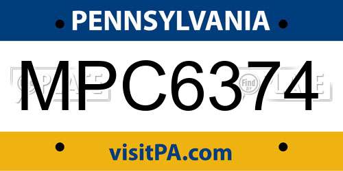 MPC6374 Pennsylvania License Plate