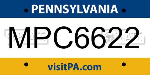 MPC6622 Pennsylvania License Plate
