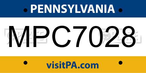 MPC7028 Pennsylvania License Plate