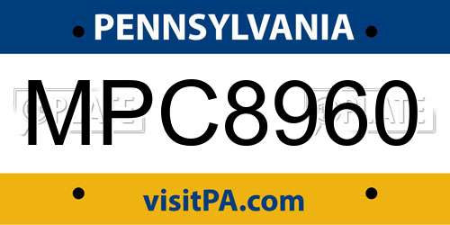 MPC8960 Pennsylvania License Plate