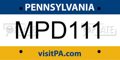 MPD111 Pennsylvania License Plate
