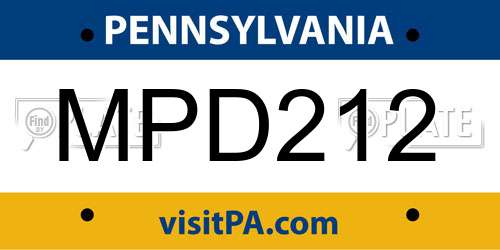 MPD212 Pennsylvania License Plate