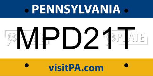 MPD21T Pennsylvania License Plate