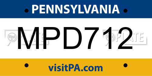 MPD712 Pennsylvania License Plate