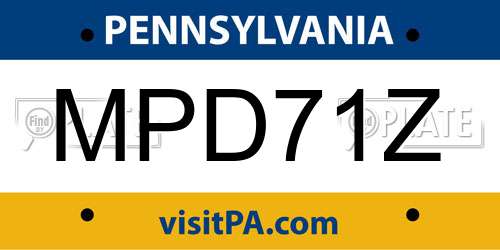 MPD71Z Pennsylvania License Plate