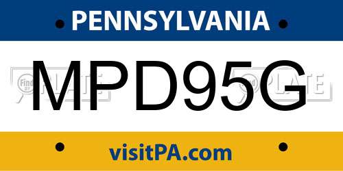 MPD95G Pennsylvania License Plate