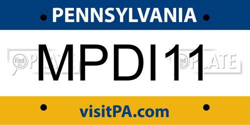 MPDI11 Pennsylvania License Plate