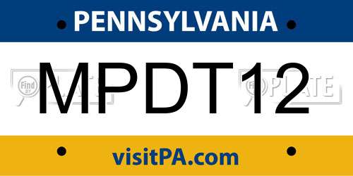 MPDT12 Pennsylvania License Plate