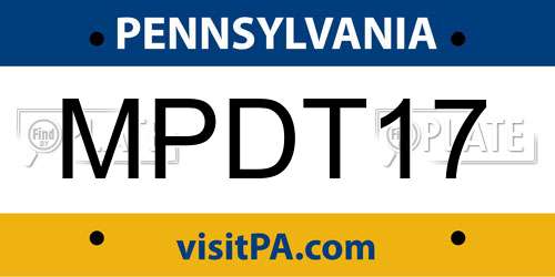 MPDT17 Pennsylvania License Plate