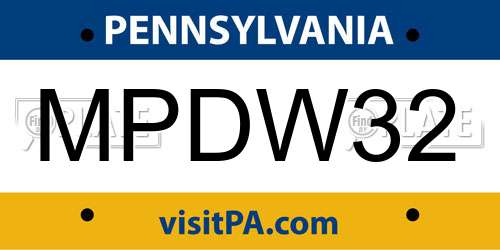 MPDW32 Pennsylvania License Plate