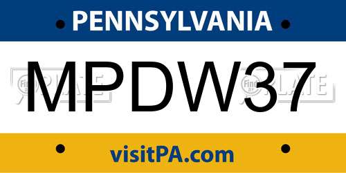 MPDW37 Pennsylvania License Plate