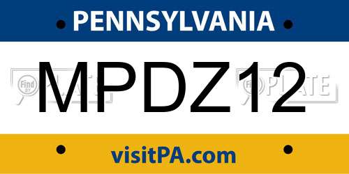 MPDZ12 Pennsylvania License Plate