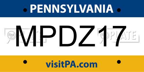 MPDZ17 Pennsylvania License Plate