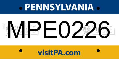MPE0226 Pennsylvania License Plate