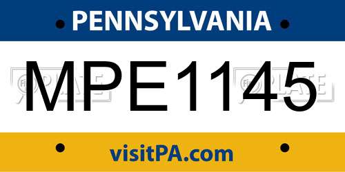 MPE1145 Pennsylvania License Plate