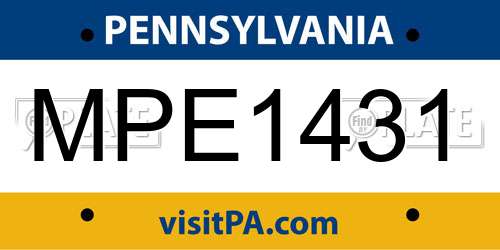 MPE1431 Pennsylvania License Plate