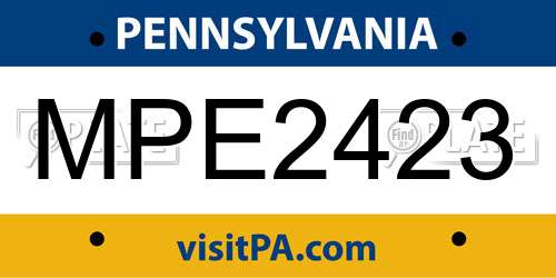 MPE2423 Pennsylvania License Plate