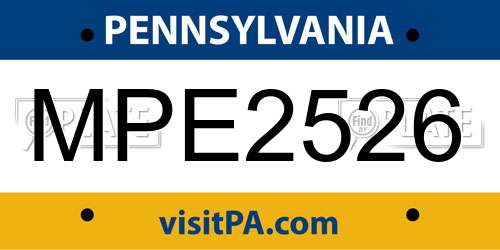 MPE2526 Pennsylvania License Plate