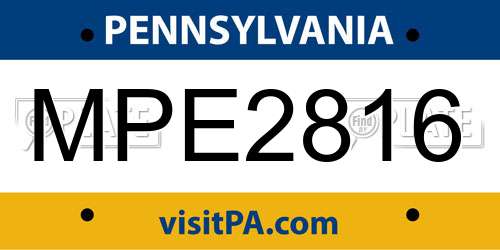 MPE2816 Pennsylvania License Plate
