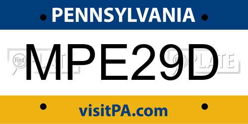 MPE29D Pennsylvania License Plate