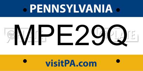 MPE29Q Pennsylvania License Plate