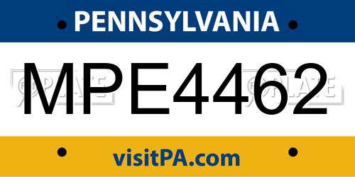 MPE4462 Pennsylvania License Plate