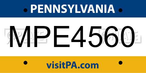 MPE4560 Pennsylvania License Plate