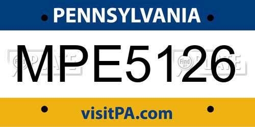 MPE5126 Pennsylvania License Plate