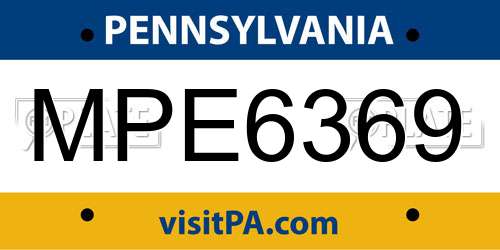 MPE6369 Pennsylvania License Plate