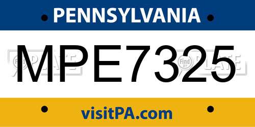 MPE7325 Pennsylvania License Plate
