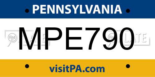 MPE790 Pennsylvania License Plate