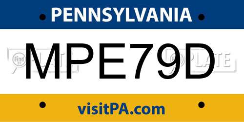 MPE79D Pennsylvania License Plate