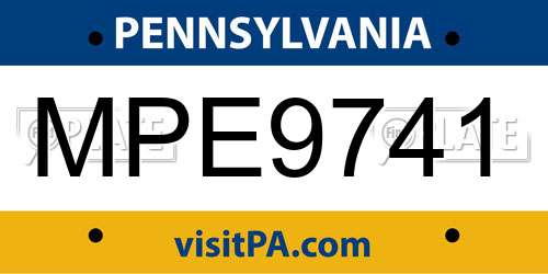 MPE9741 Pennsylvania License Plate