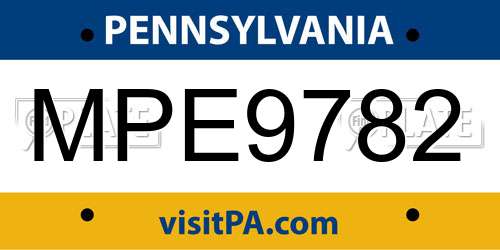 MPE9782 Pennsylvania License Plate
