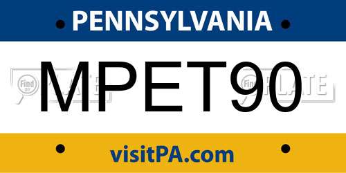 MPET90 Pennsylvania License Plate