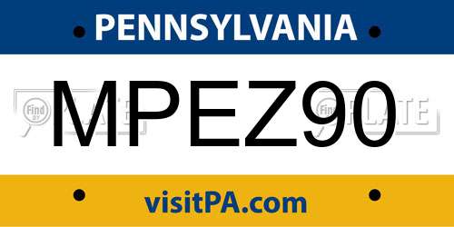 MPEZ90 Pennsylvania License Plate
