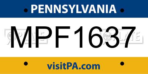 MPF1637 Pennsylvania License Plate