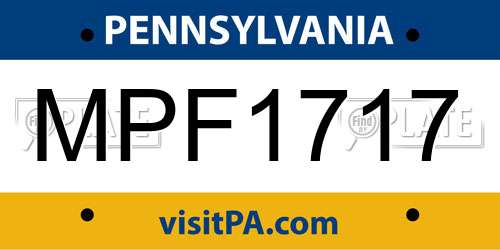 MPF1717 Pennsylvania License Plate