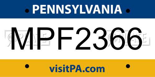 MPF2366 Pennsylvania License Plate