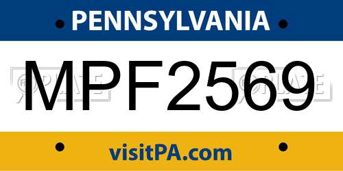 MPF2569 Pennsylvania License Plate